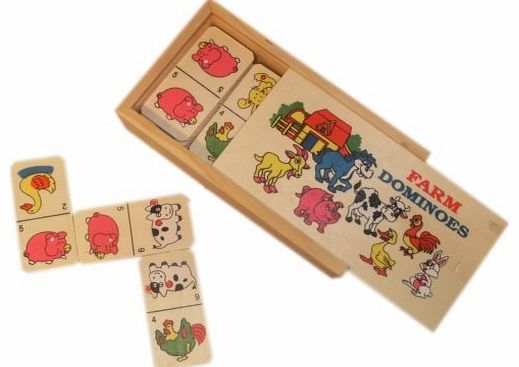 Childrens Wooden Box of Farm Dominoes [Toy]